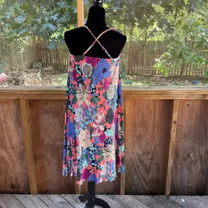 Anthropologie Women's Deva Plisse Colorful Midi Slip Dress Size XSP thumbnail 5