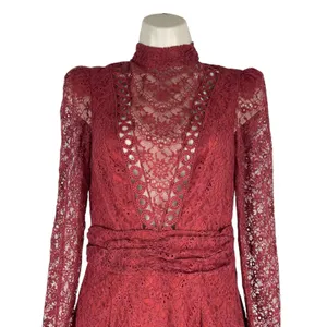 Saylor Celia Puff Shoulder Lace Mini Dress Russet Orange Size XS thumbnail 5