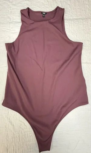 Express Mauve Ribbed Tank Bodysuit thumbnail 1