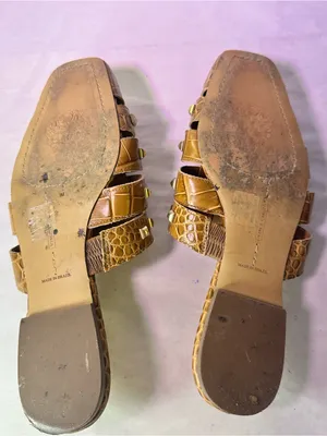 Vince Camuto Cognac Braided Leather Slide Mules with Gold Studs thumbnail 8