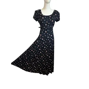 VTG 90s Decked Out Floral Belted Maxi Grunge Whimsigoth Medium Y2K Retro Boho thumbnail 4