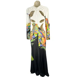 Jovani Womens size 0 Designer Cutout Prom Evening Miami Colorful Maxi Dress Rare thumbnail 3