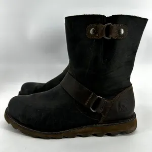 Sorel Scotia Boots Mid Calf Engineer Waterproof Leather Slip On Black Brown 9.5 thumbnail 4