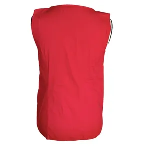 Talbots Blouse Top Sleeveless Womens Sz 6 Red Ladybug Buttons Pleated Bib Preppy thumbnail 4
