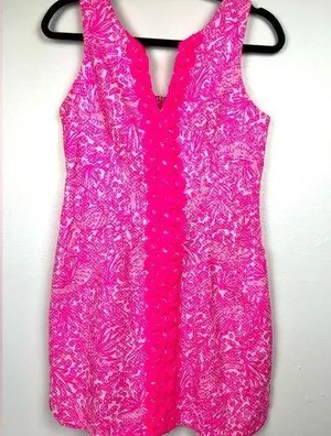 Lilly Pulitzer Sleeveless Pink Womens’’size 6, Pink embroidery cutout, back zip thumbnail 1