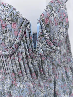 Astr Floral Tiered Maxi Dress in Light Gray and White thumbnail 4