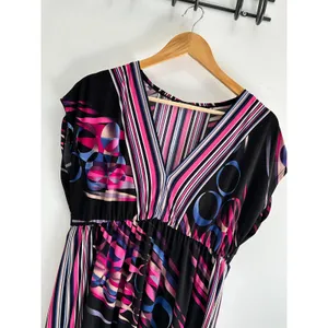 Vintage Y2K Bisou Bisou Abstract Geometric V-Neck Empire Waist Mini Dress thumbnail 2