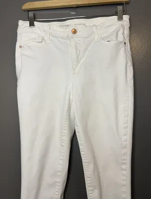 Old Navy Jeans Womens 8 Regular White Mid Rise Rockstar Skinny Stretch Denim thumbnail 1