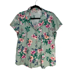 LOFT Outlet Sleep‎ Women's Green Floral Button Up Shirt Top Size M thumbnail 7