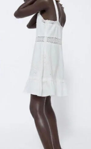 ZARA Women Sz S Embroidered Dress 0881/130 White thumbnail 4