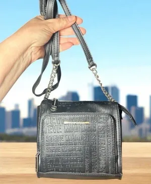 Steve Madden Black Faux Leather Crossbody Bag Purse Handbag Pocketbook W/Chain thumbnail 1