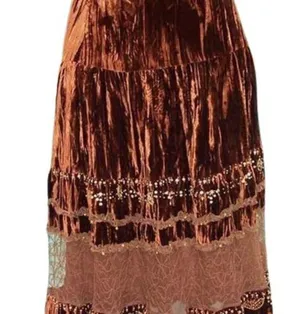 Cache Textured Sequin Bead Peek A Boo Lace Velvet Skirt Lined Beads New $168 NWT thumbnail 3