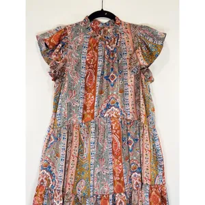 Pinch Womens Dress Brown Midi Tiered Floral Flutter Flowy A Line Boho Medium thumbnail 7