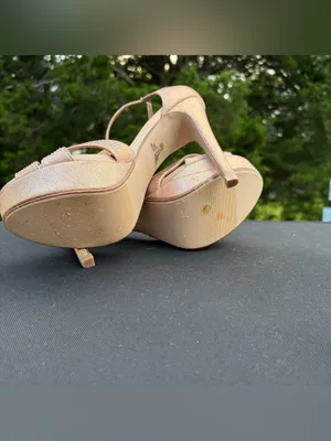 Heart in D rose Gold Glitter T Strap platform heels Sz 8.5 party holiday dance thumbnail 6