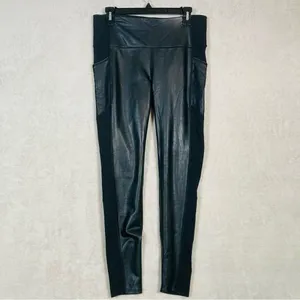 Athleta Faux Leather‎ Gleam Leggings Womens Medium Black High Rise Yoga Pants thumbnail 6