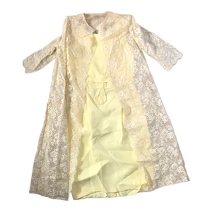 ILGWU pale yellow three piece dress 60 70 small medium lace hair pics thumbnail 1