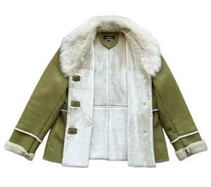 🔃Novelti Adorable Junior Green Faux Suede Faux Fur Jacket thumbnail 3