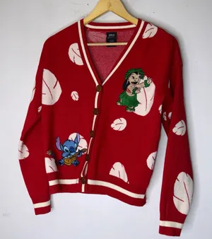 disney lilo‎ stitch Red Button Down Knit Cardigan Boxlunch Small thumbnail 1