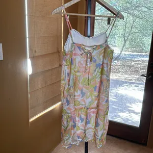 NWT AQUA Floral Mini Dress Picot Trim Pastel Print Bloomingdale’s Size Small thumbnail 9