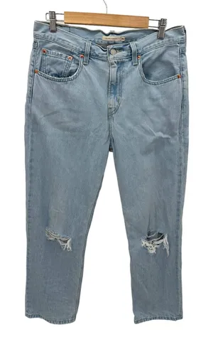 Levis Womens Low Pro Straight Light‎ Wash Denim Jeans Distressed Loose Size 30 thumbnail 1