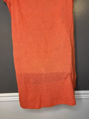 Free People Sweater Tunic Womens Medium Orange Open Knit V Neck Sleeveless Boho thumbnail 8