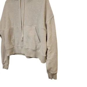 Aerie Cream Long Sleeve Cropped Cotton Knit Pullover Hoodie Sweatshirt Small thumbnail 3