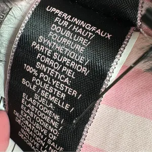 Victoria's Secret Faux Fur Trim Striped Slippers Pink Black‎ Large thumbnail 10