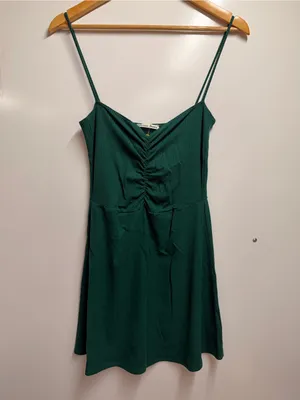 Reformation Abel Ribbed Green emerald Mini Dress Size small thumbnail 3