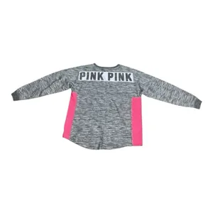 Victoria's Secret PINK Bling Holographic Foil Varsity Crew Sweatshirt Large Grey thumbnail 7
