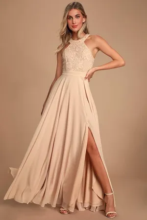 Lulus Picture Perfect Blush Lace Maxi Dress Formal Evening Bridesmaid Small NWT thumbnail 1