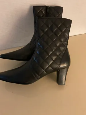 David Tate women Black Quilted leather Heeled Ankle Boots size 6.5 thumbnail 7