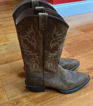 Justin Boots Men's New Stampede Huck Brown Boots 2551 size 9.5D thumbnail 5