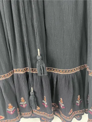 IDYLLWIND Hurst Black Embroidered Mini Dress Size Medium Western Festival Chic thumbnail 7