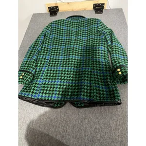 Avec Les Filles Women Houndstooth Leather Trim Blazer Jacket L Chic Plaid 70s thumbnail 10