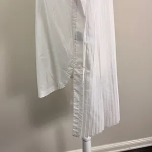 AllSaints Percy Pleated Tail Relaxed Fit Shirt White Band Collar Women US 8 thumbnail 8