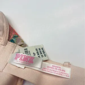 PINK Victoria's Secret Bralette Sz Small Peach Floral Embroidered‎ Star Mesh NEW thumbnail 10