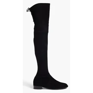 Stuart Weitzman Suede Over The Knee Boots Black Almond Toe Size 6.5 Pull On Styl thumbnail 2