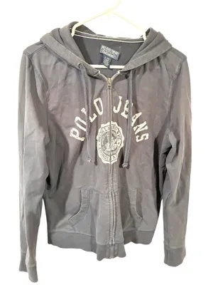 Vintage Ralph Lauren Polo Jeans CO Spell Out Full Zip Lightweight Hoodie Size XS thumbnail 1