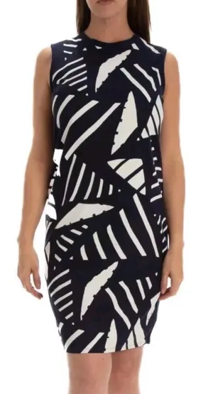Lauren Ralph Lauren Women's Navy/White Mixed Media Shift‎ Sweater Dress Size S thumbnail 1
