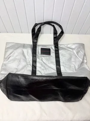 Victorias Secret Large‎ Silver & Black Weekender Get Away Travel Tote Bag thumbnail 7
