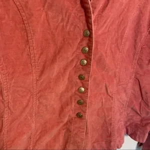 Women's Corduroy Shirt Jacket Snap Up V-Neck Pink Long Sleeve Unlined thumbnail 5