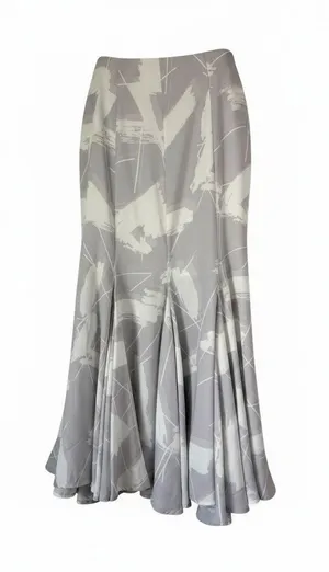 Anthropologie Keepsake Mermaid Maxi Skirt Grey White Abstract Women's Size Small thumbnail 1