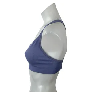 Alo Yoga Blue Ribbed Knit Cross Back Workout Athletic Sports Bra Crop Top Size S thumbnail 2