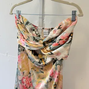 Hello Molly Scenic Drives Midi Dress‎ Floral Twist Front Smocked US 10 Satin thumbnail 4