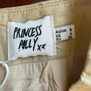 PRINCESS POLLY New Cariss Linen Blend Mini Skirt Beige Tan Size 4 thumbnail 10