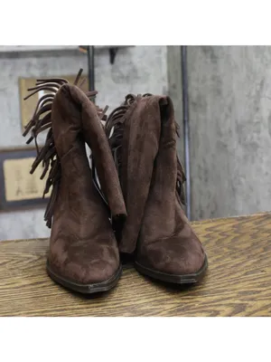Universal Thread Patsy Tall Fringe Western Boots Mid Calf Chcolate Brown 7.5M thumbnail 4