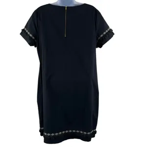 Coercion London Womens Black Shift Dress Boho Fringe Tassel Trim Gold Zipper 10 thumbnail 3