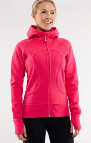 Rare Lululemon Scuba Hoodie Bon Bon logo $138 casual activewear workout zip fall thumbnail 1