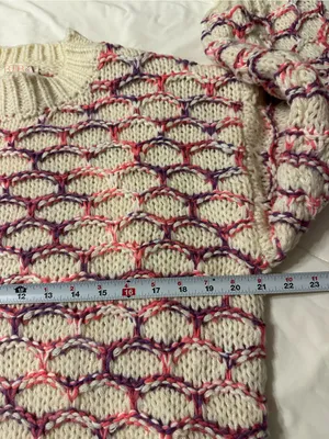 BTB Los Angeles Lola Honeycomb Cozy Cream Multicolor Knit Sweater - NWT - Size L thumbnail 11