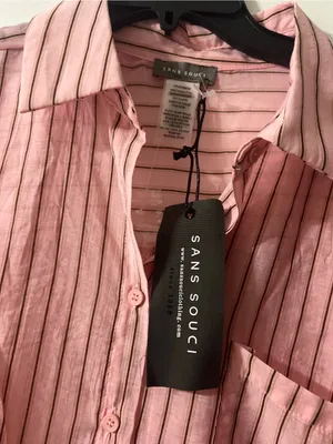 Sans Souci Pink and Black Striped Button-Down Shirt thumbnail 2
